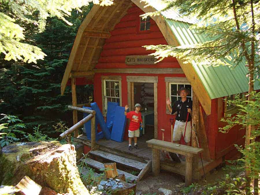 Front porch of log cabin